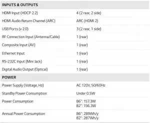 FIG 5 SPECIFICATIONS