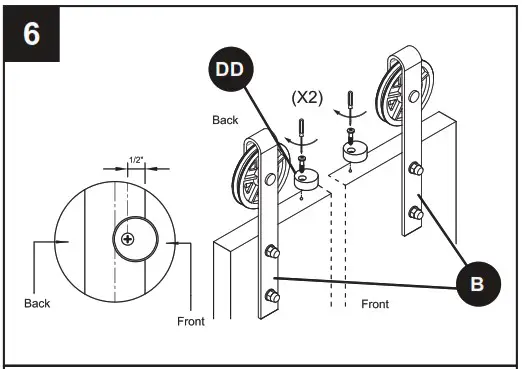 RELIABILT 07 2892 78 3 by 4 Inch Soft Close Interior Barn Door Hardware Kit - INSTALLATION OVERVIEW 6