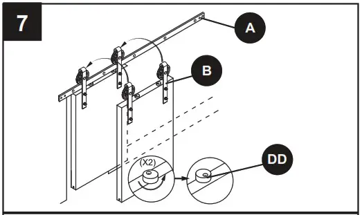 RELIABILT 07 2892 78 3 by 4 Inch Soft Close Interior Barn Door Hardware Kit - INSTALLATION OVERVIEW 7
