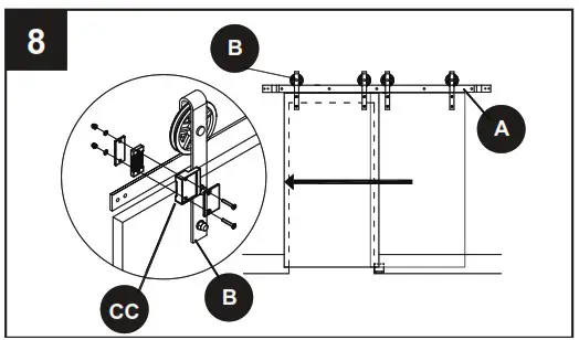 RELIABILT 07 2892 78 3 by 4 Inch Soft Close Interior Barn Door Hardware Kit - INSTALLATION OVERVIEW 8