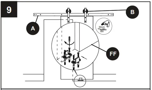 RELIABILT 07 2892 78 3 by 4 Inch Soft Close Interior Barn Door Hardware Kit - INSTALLATION OVERVIEW 9
