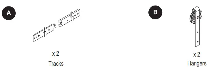 RELIABILT 07 2892 78 3 by 4 Inch Soft Close Interior Barn Door Hardware Kit - PACKAGE CONTENTS