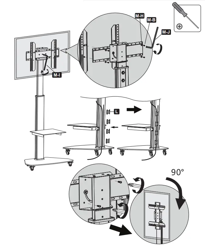 TRIPP LITE DMCS3770SG75 Premier Rolling 37-70 Inch Display Cart Black - fig 17