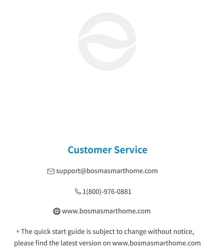 BOSMA AEGIS Instruction Manual - Customer Service