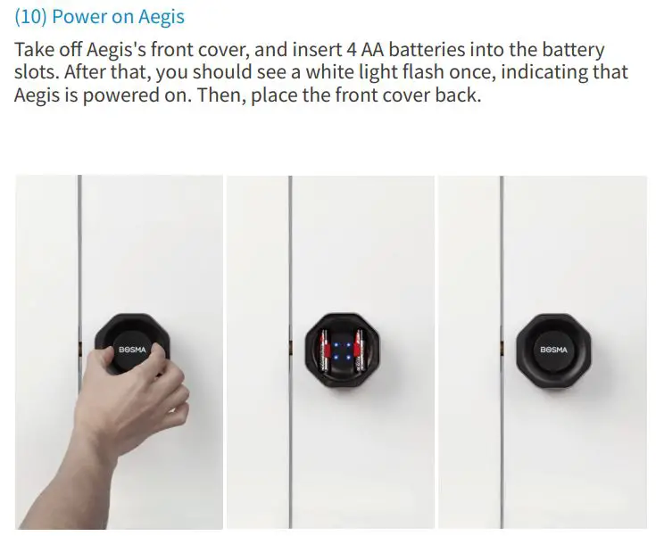 BOSMA AEGIS Instruction Manual - Power on Aegis