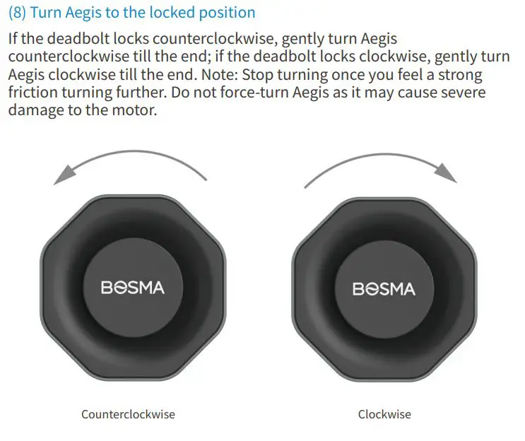 BOSMA AEGIS Instruction Manual -Turn Aegis to the locked position