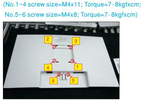 DELL S2721HN 27 inch Monitor User Guide - Use a Philips-head screwdriver to remove 6pcs screws for unlocking mechanisms