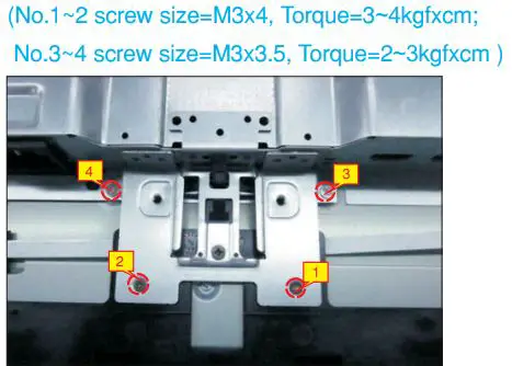 DELL S2721HN 27 inch Monitor User Guide - Use a Philips-head screwdriver to tighten 2pcs screws for locking the bracket with middle bezel