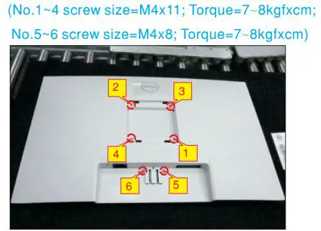 DELL S2721HN 27 inch Monitor User Guide - Use a Philips-head screwdriver to tighten 4pcs screws for locking rear cover with the assembled unit