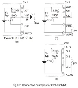 COSEL AME 12 AC DC Power Supplies Configurable Type -Connection examples for Global inhibit