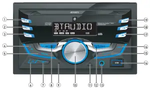 JENSEN MPR420 AM FM Receiver with Bluetooth-Control Locations