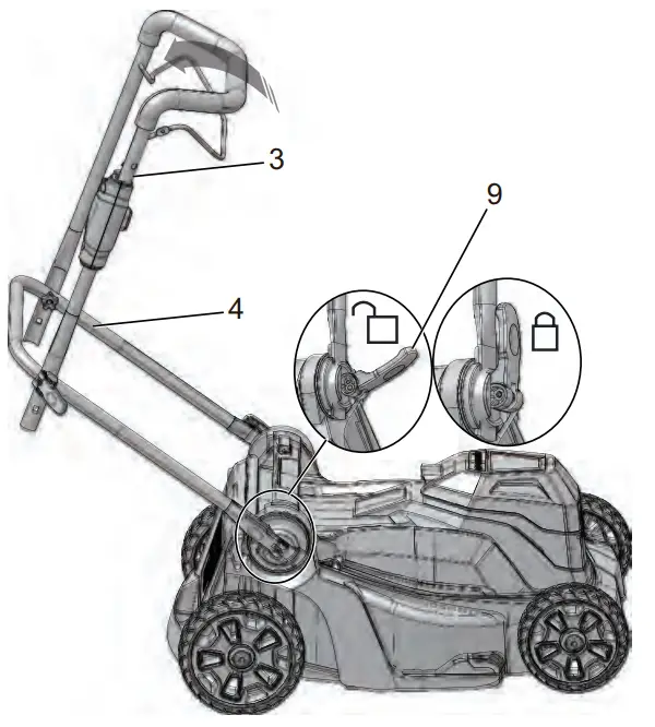 greenworks MO48L2211 Brushless Lawn Mower - UNFOLD AND ADJUST THE