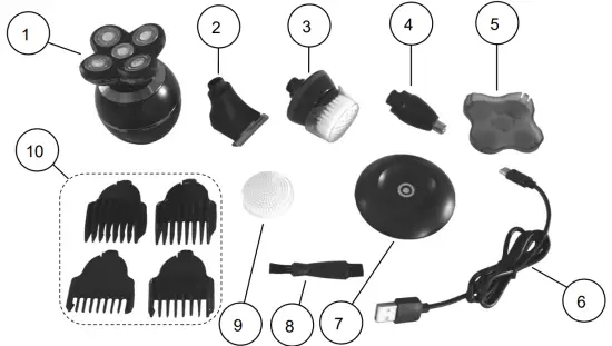 anko MR-8870 Head Shaver - Components
