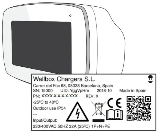 wallbox COMMANDER 2 Fast and Powerful EV Charger - Serial Number