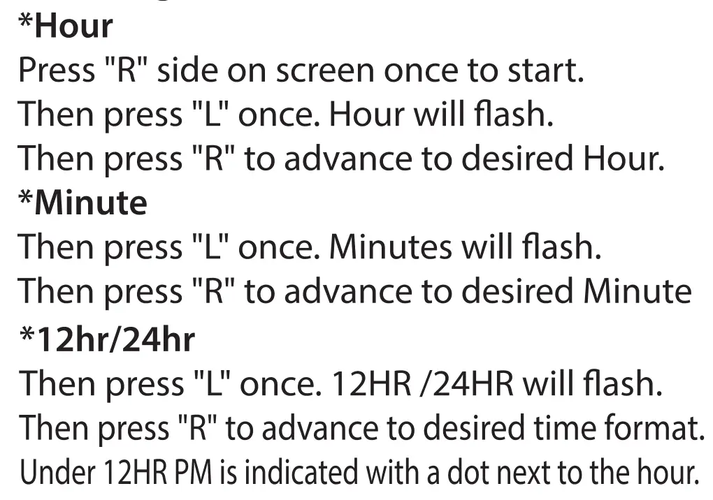 Accutime HSW296 LED Touch Screen Watch - Setting 1