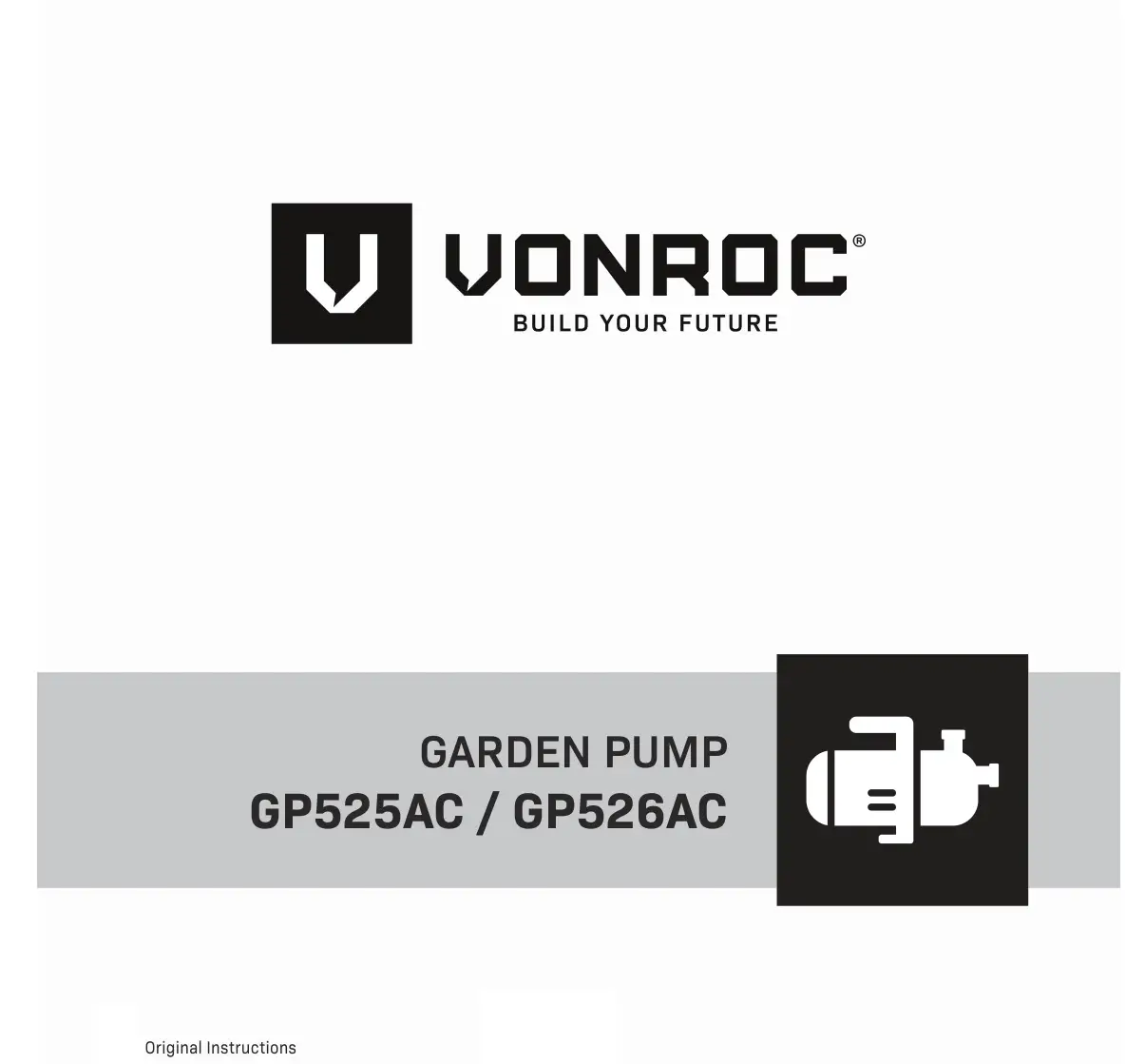VONROC GP525AC Garden Pump Instructions