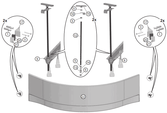 RAVAK NEWDAY1500 NewDay 150x150 Corner Bathtub - fig19