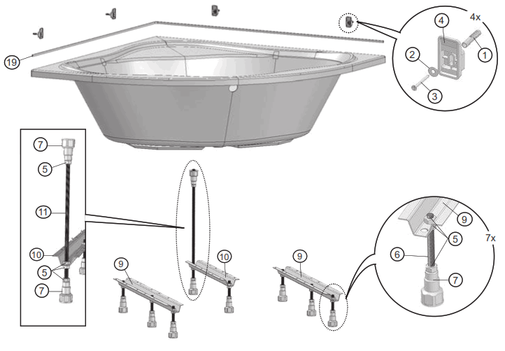 RAVAK NEWDAY1500 NewDay 150x150 Corner Bathtub - fig2