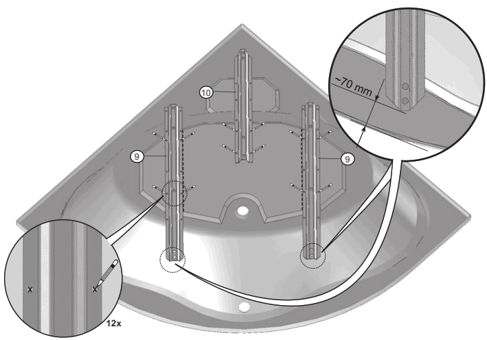 RAVAK NEWDAY1500 NewDay 150x150 Corner Bathtub - fig5