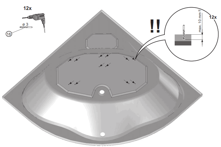 RAVAK NEWDAY1500 NewDay 150x150 Corner Bathtub - fig6