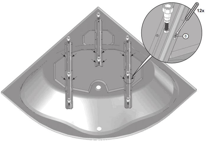 RAVAK NEWDAY1500 NewDay 150x150 Corner Bathtub - fig9
