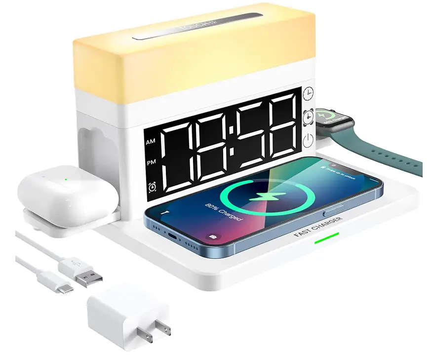 BXGG-Alarm-Clock-with-3-in-1-Wireless-Charger-Station