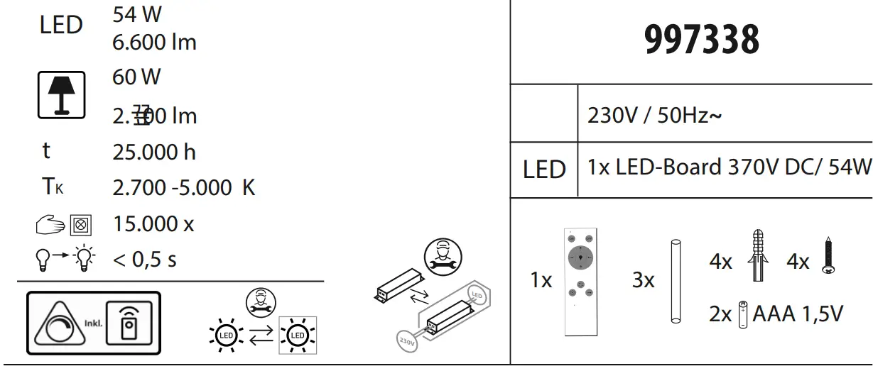 LeuchtenDireckt 14327-18 ANIKA LED Ceiling Light - fig