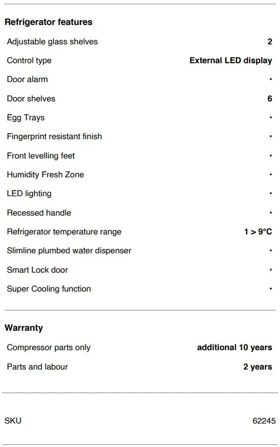 Haier HRF580YPC Quad Door Refrigerator Freezer User Guide - SPECIFICATIONS