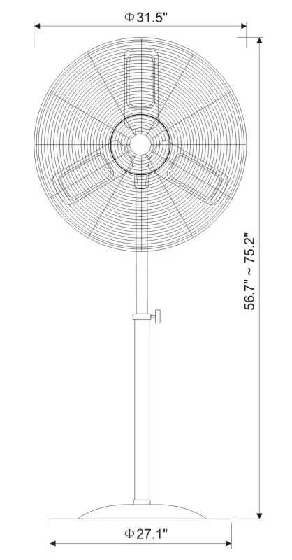 TORNADO HI-FAN-30POF-WR-1P 30 Inch Outdoor Rated Water Resistant Metal Oscillating Pedestal Fan - Fig 3