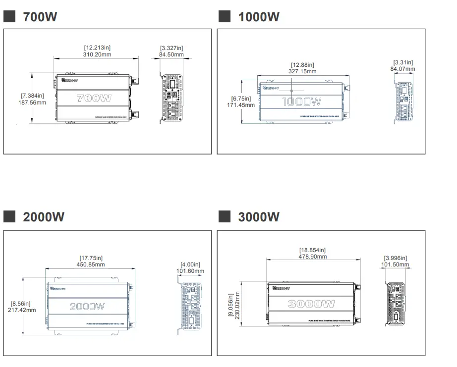 Renogy RNG-INVT-700-12V-P2 BATTERY POWER INVERTERS 7