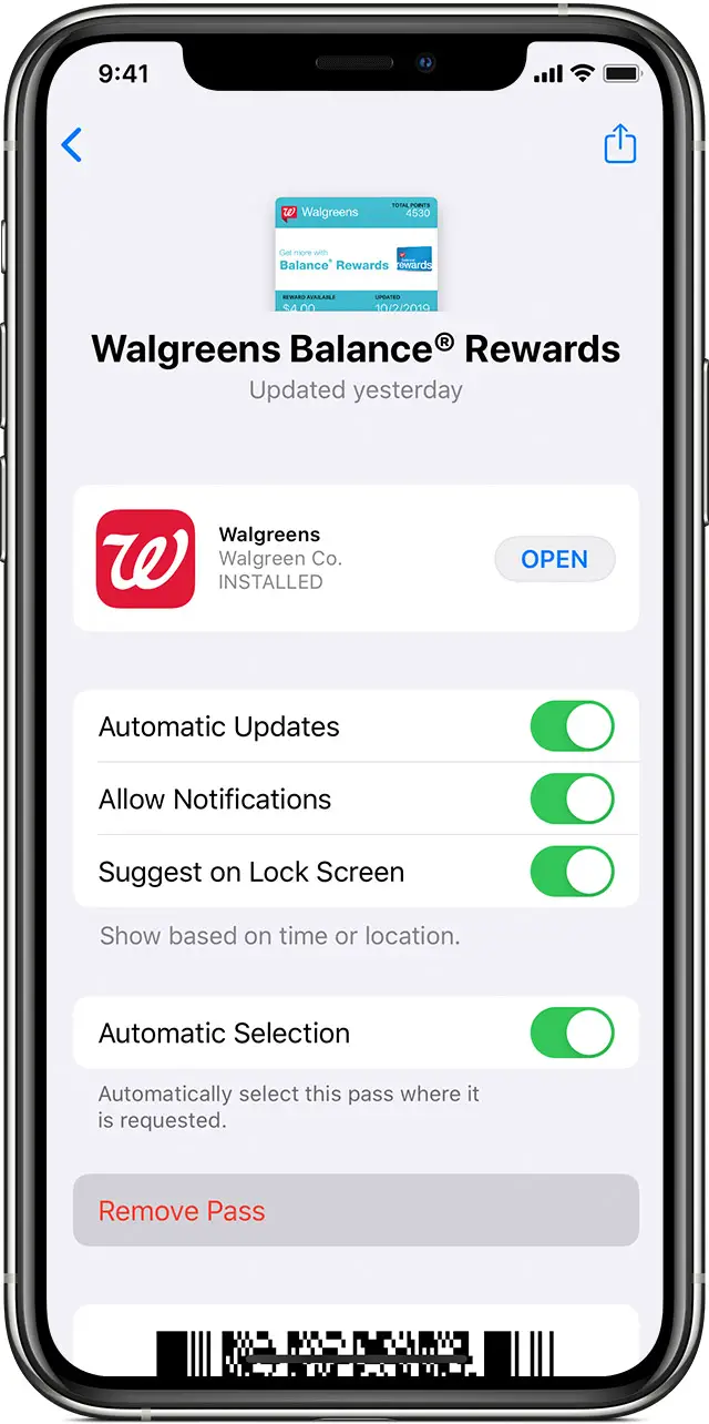 Remove passes from Wallet screen