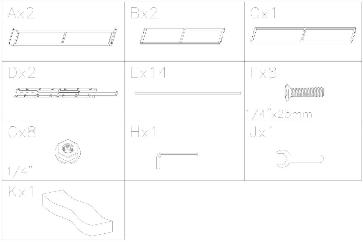 ASHLEY M95X92 Furniture Foundation - parts list