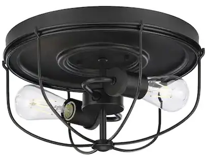 PROGRESS LIGHTING P350195-143 Medal 2-Light Graphite Industrial Flush Mount