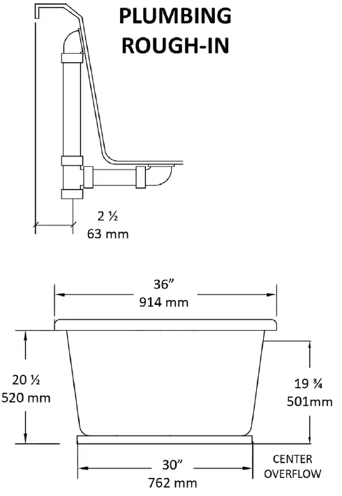 MANSFIELD 3781202 Acrylic Swirl-Way Bathtub 4