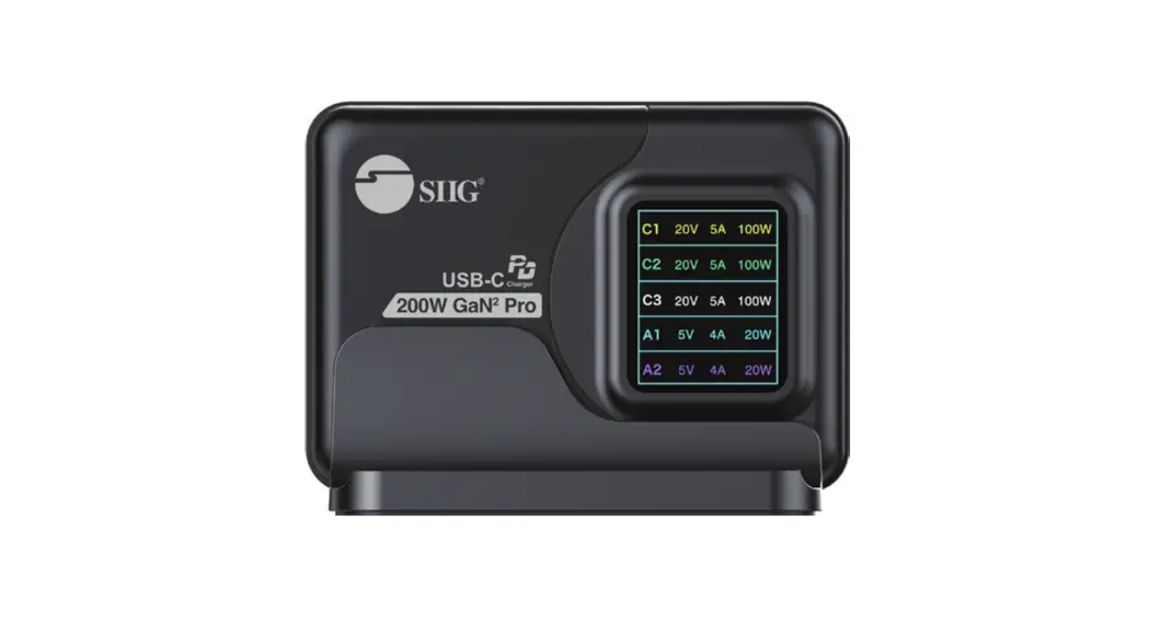 Siig 200w Gan Pd Charger With Charging Display User Guide