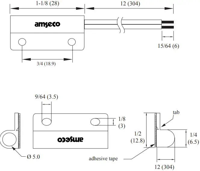 POTTER Ams-7 Series Mini Surface-Press Fit Magnetic Contact-FIG2