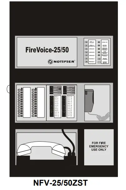NOTIFIER NFV-25 50ZST Zoned System Voice with Telephone Evacuation Control Panel