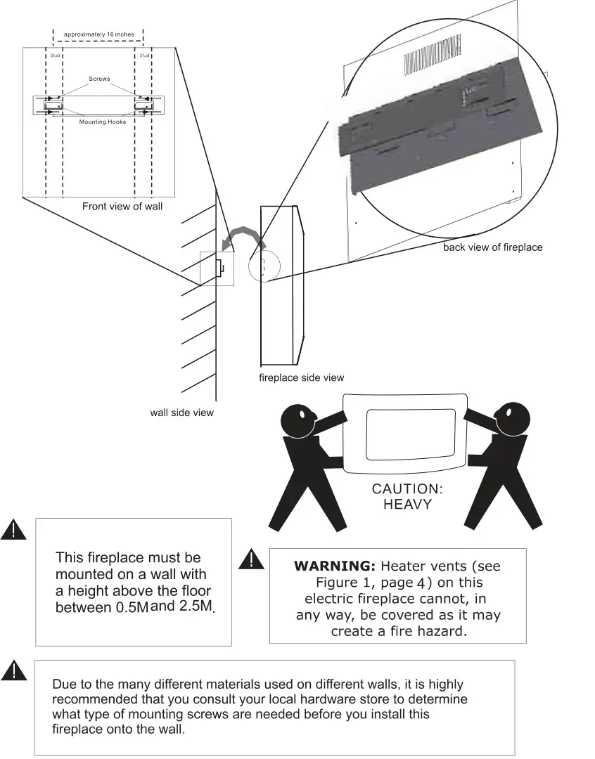 Paramount Curved Wallmount Electric Fireplace - INSTALLATION