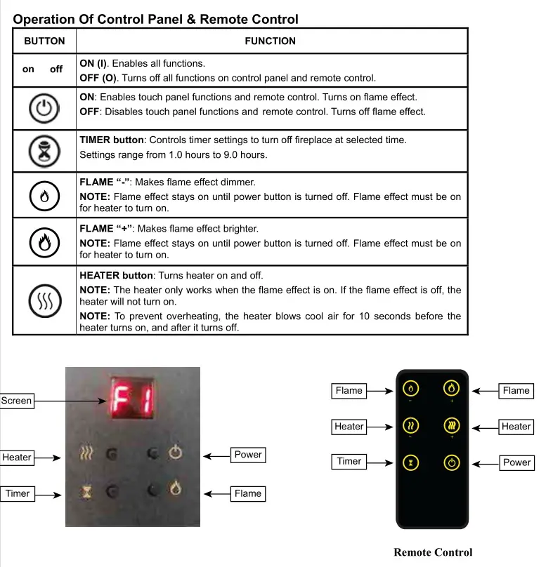 Paramount Curved Wallmount Electric Fireplace - OPERATING INSTRUCTIONS