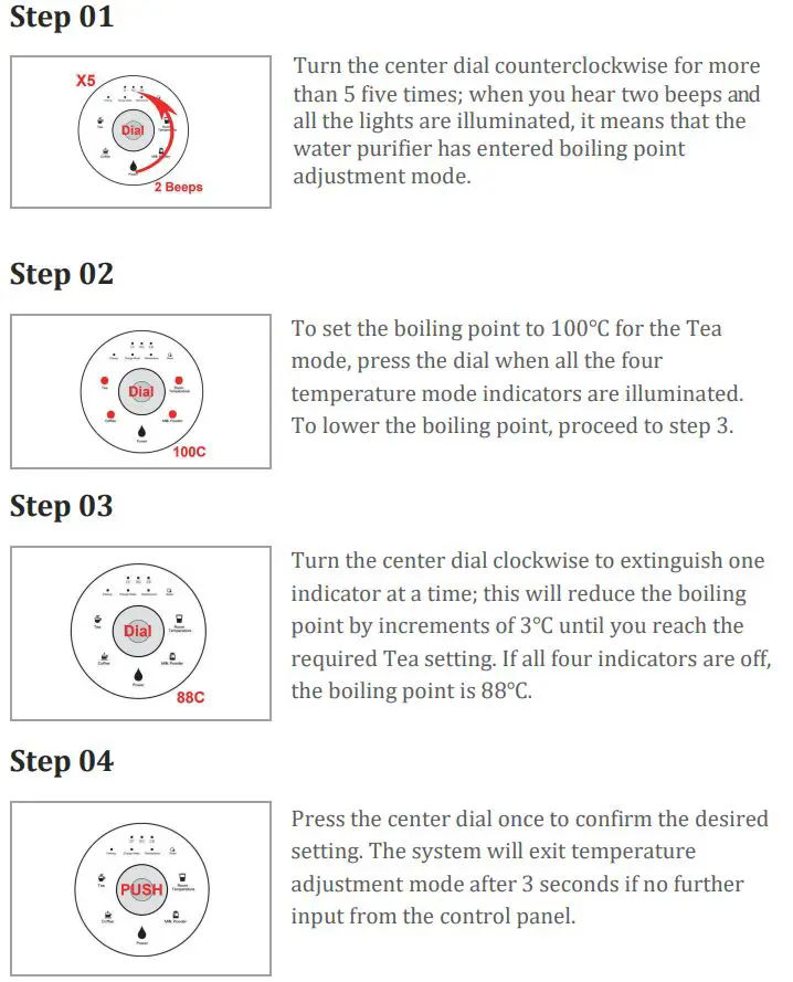 SimPure Y5 Insta-Hot Countertop Water Purification System Installation Guide - Boiling Point Adjustment