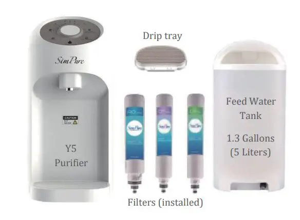 SimPure Y5 Insta-Hot Countertop Water Purification System Installation Guide - System Contents