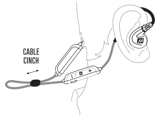 MEE audio X8 Secure-Fit Stereo Bluetooth Wireless - TIGHTEN CABLE CINCH