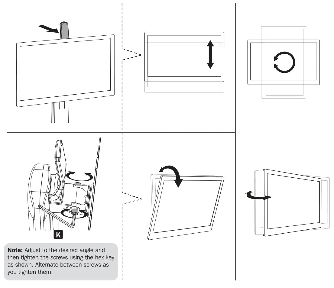 TRIPP-LITE DDV1732AM Precision Placement Desktop Mount with Antimicrobial Tape - Adjustment