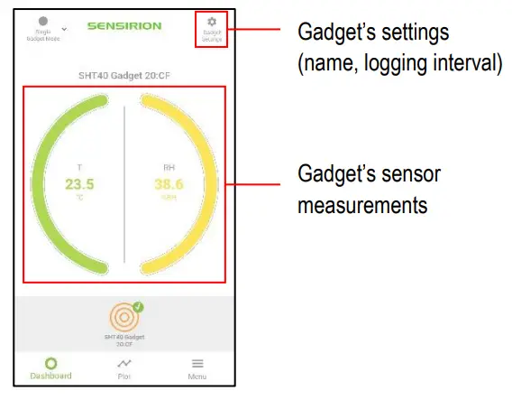 SENSIRION SHT4x Smart Gadget - Dashboard Panel