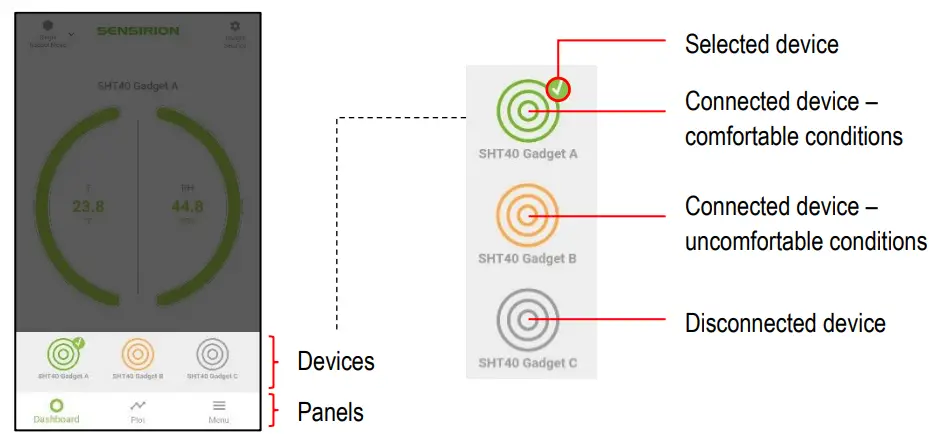 SENSIRION SHT4x Smart Gadget - Device selection