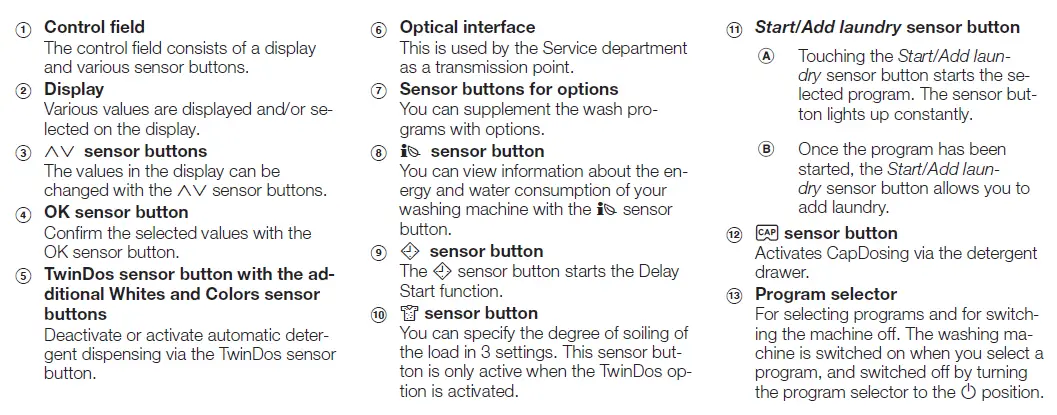 Operating the sensor buttons