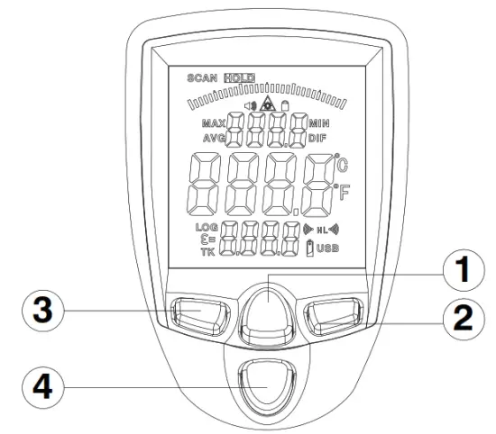Sonel DIT 500 IR Thermometer - Buttons