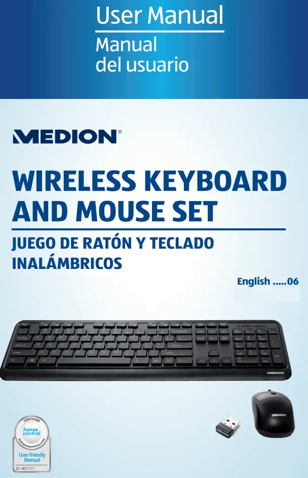 MEDION 85033 Wireless Keyboard and Mouse Set Instruction Manual