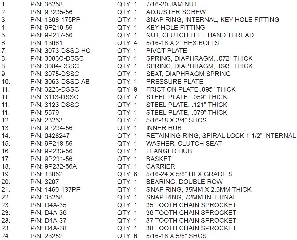 BAKER Drivetrain BAKER 9 PLATE STREET PERFORMANCE CLUTCH-FIG3