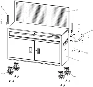 HUSKY Mobile Work Center with 2 Doors Parts